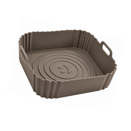 Wkład silikonowy do airfryer forma do frytkownicy beztłuszczowej 19x19x5,5 cm S38 czarny i szarobrązowy